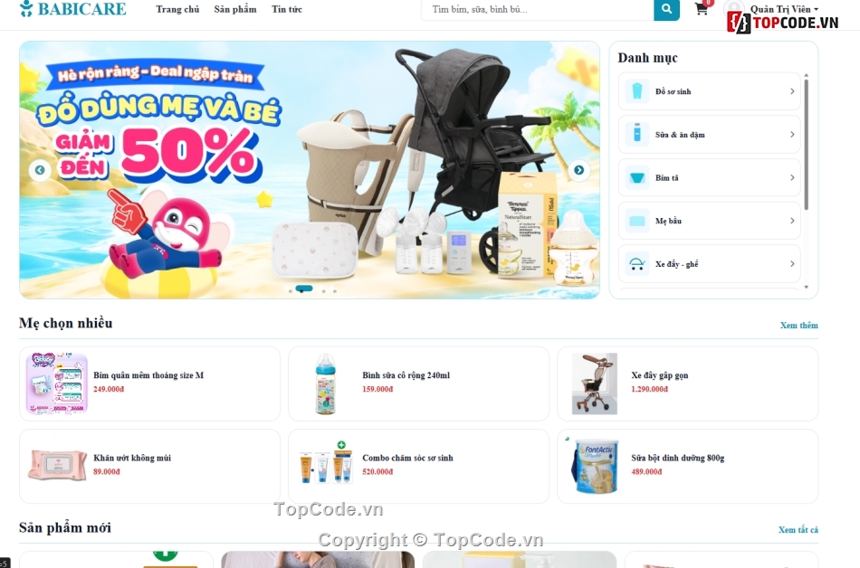 bán hàng,web mẹ và bé,web bán hàng mẹ và bé